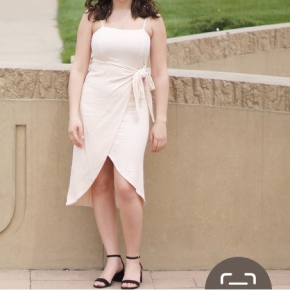 Elegant Cream Wrap Dress